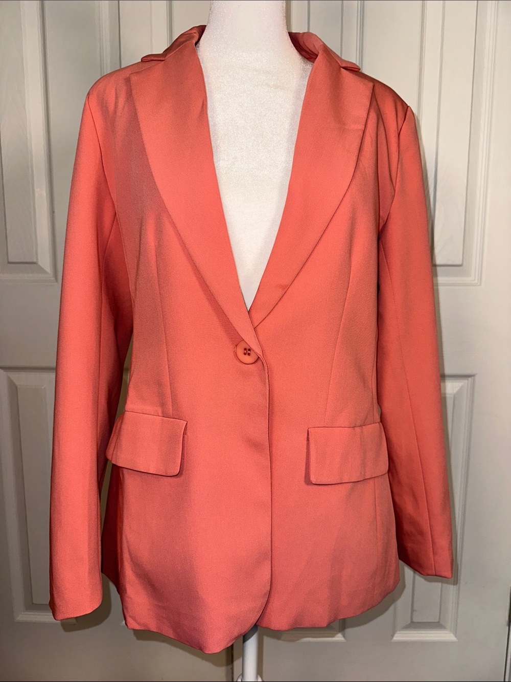 Women's Salmon Single-Button Blazer Jacket